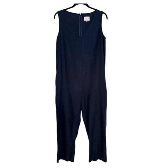 OFFON Navy Blue Linen Jumpsuit Size Small - Picture 1 of 11